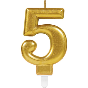 Verjaardag Kaars 5 jaar- Goud 7.5 cm Verjaardag Kaars 5 jaar- Goud 7.5 cm